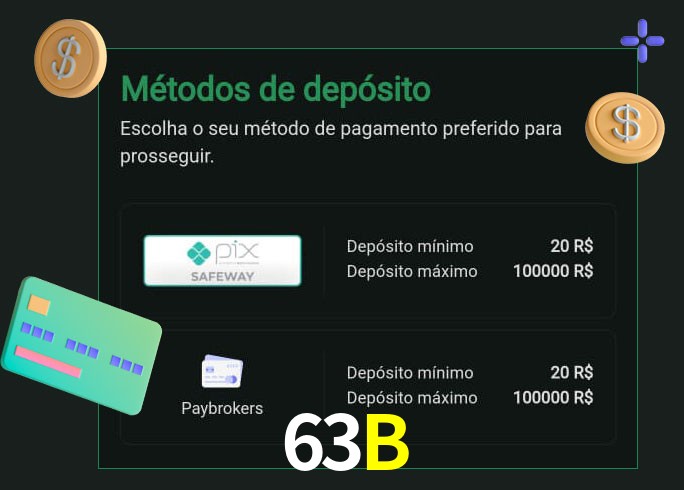 O cassino 63B oferece uma grande variedade de métodos de pagamento